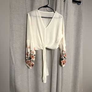 Floral Long Sleeved Crop Top